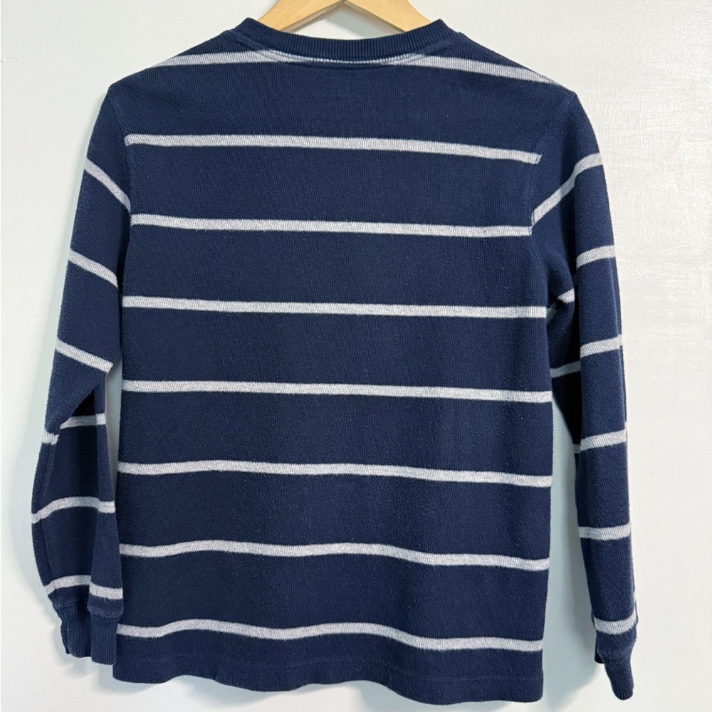 Old Navy Boys Striped Henley Shirt L 10-12 Navy Gray Cotton School Top - Picture 8 of 16